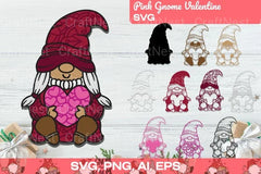 3D Layered Pink Gnome Valentine SVG Bundle - CraftNest - Digital Crafting and Art