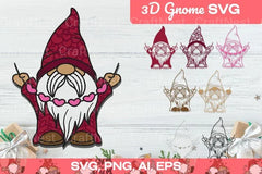 3D Layered Pink Gnome Valentine SVG Bundle - CraftNest - Digital Crafting and Art