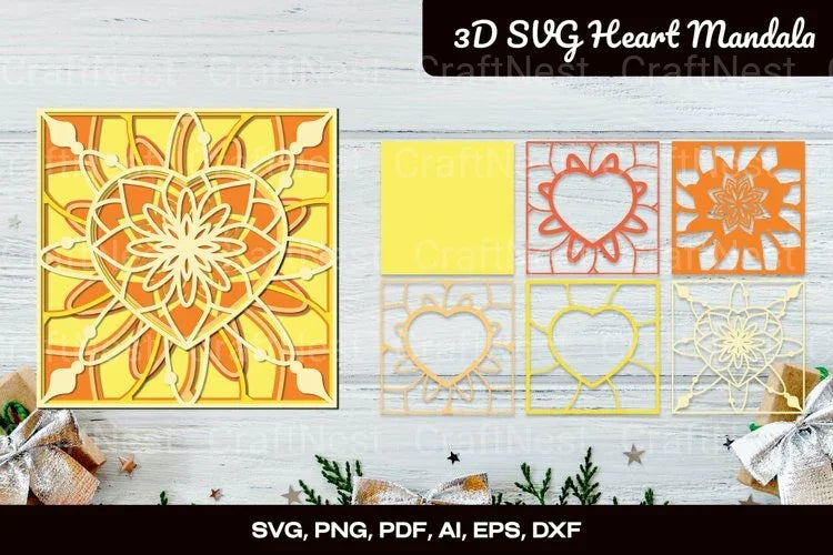 3D Layered Heart Mandala Love Shape Clipart Bundle - CraftNest - Digital Crafting and Art