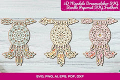 3D Mandala Dreamcatcher with Feathers Clipart Bundle - CraftNest - Digital Crafting and Art