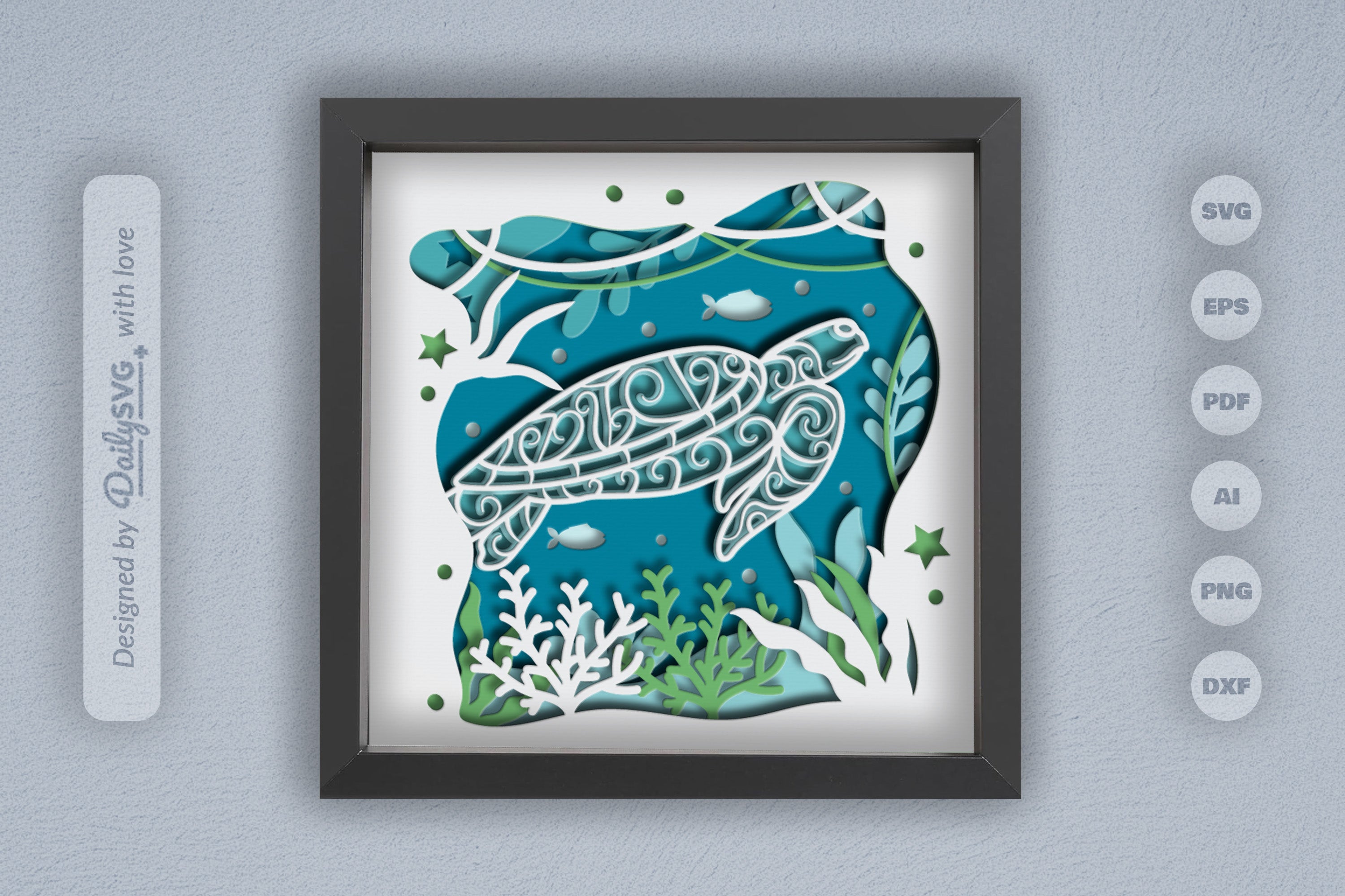 3D Mandala Sea Turtle Papercut SVG Bundle