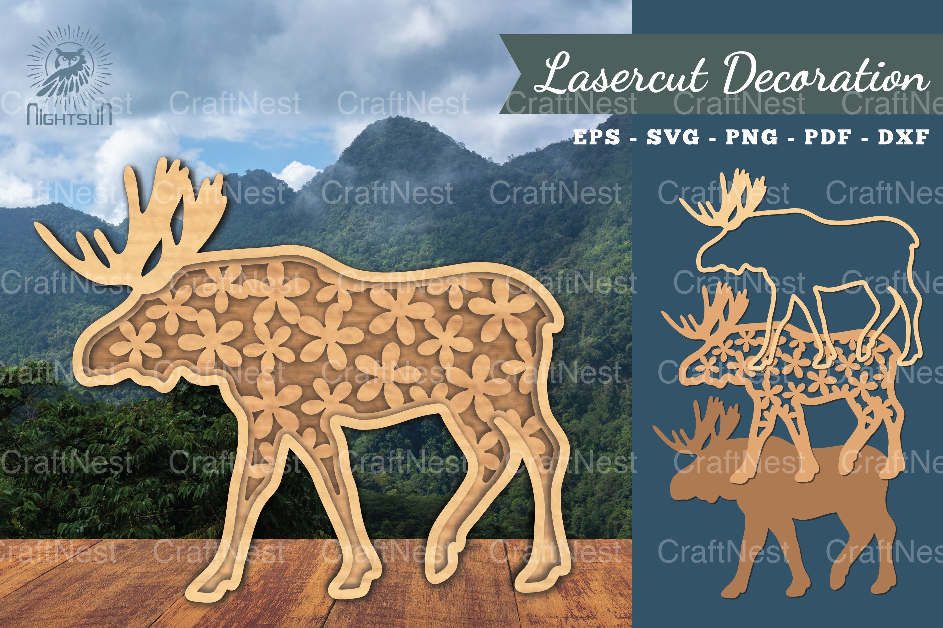 3D Moose Flowers Laser Cut Clipart Bundle - CraftNest - Digital Crafting and Art