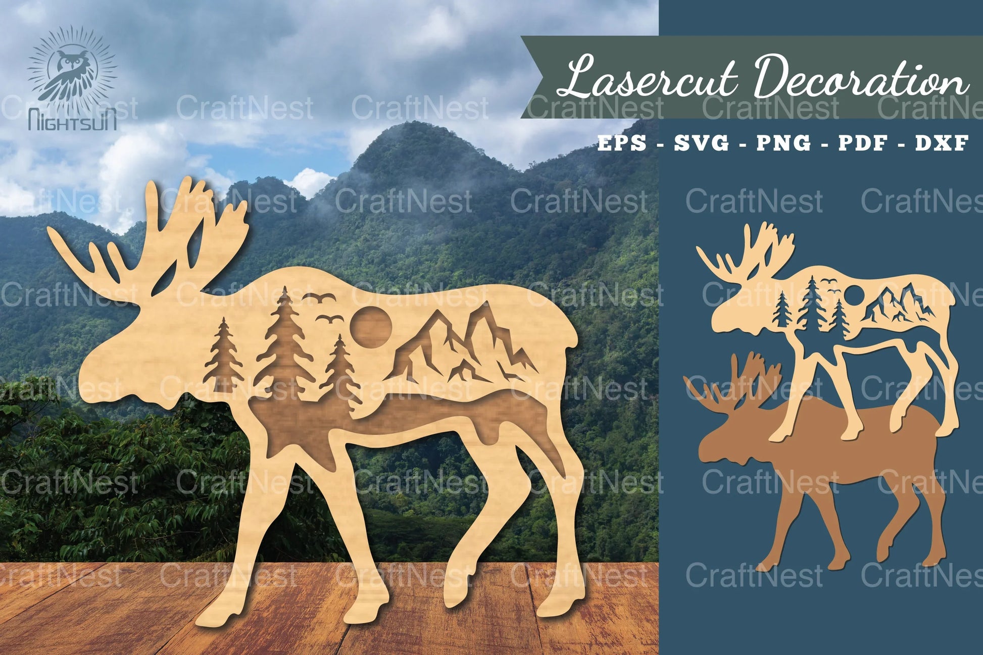 3D Moose Mountain Laser Cut Clipart Bundle - CraftNest - Digital Crafting and Art