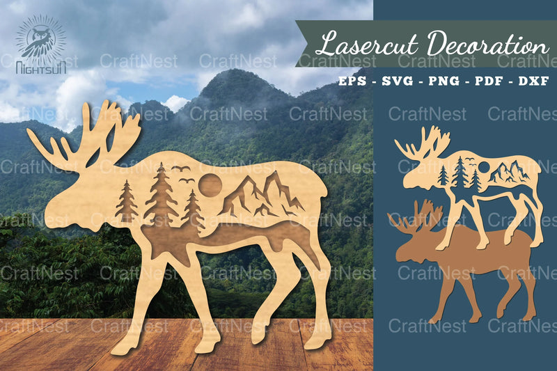 3D Moose Mountain Laser Cut Clipart Bundle - CraftNest - Digital Crafting and Art