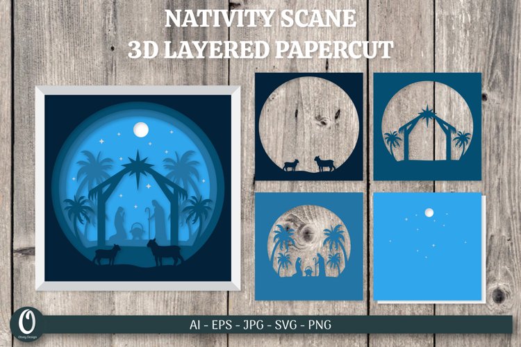 3D Nativity Scene Layered Papercut SVG Bundle 1 - CraftNest - Digital Crafting and Art