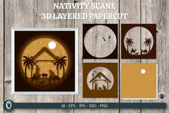 3D Nativity Scene Layered Papercut SVG Bundle 4 - CraftNest - Digital Crafting and Art