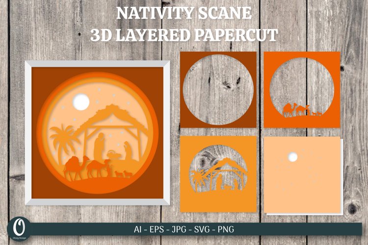 3D Nativity Scene Layered Papercut SVG Bundle 5 - CraftNest - Digital Crafting and Art