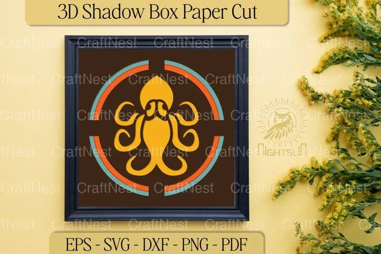 3D Octopus Layered Paper Cut Clipart Bundle - CraftNest - Digital Crafting and Art