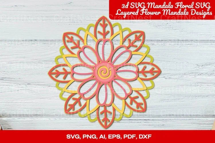 3D Floral Mandala Layered Flower SVG Bundle - CraftNest - Digital Crafting and Art