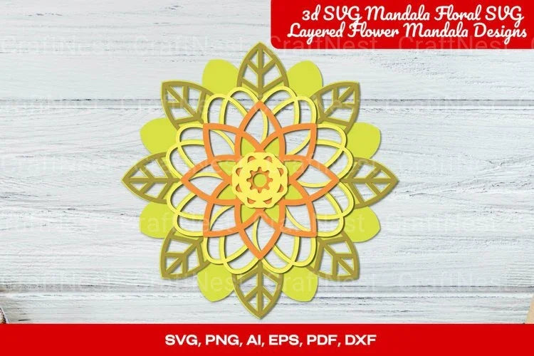 3D Floral Mandala Layered Flower SVG Bundle - CraftNest - Digital Crafting and Art