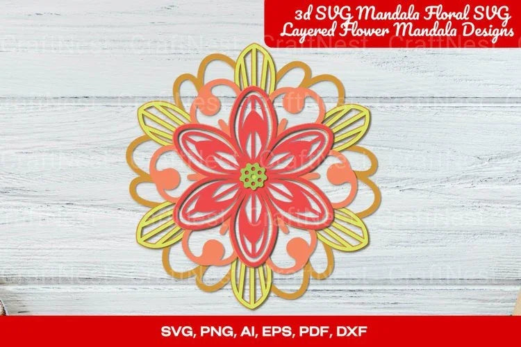3D Mandala Floral Layered Flower Clipart Bundle - CraftNest - Digital Crafting and Art