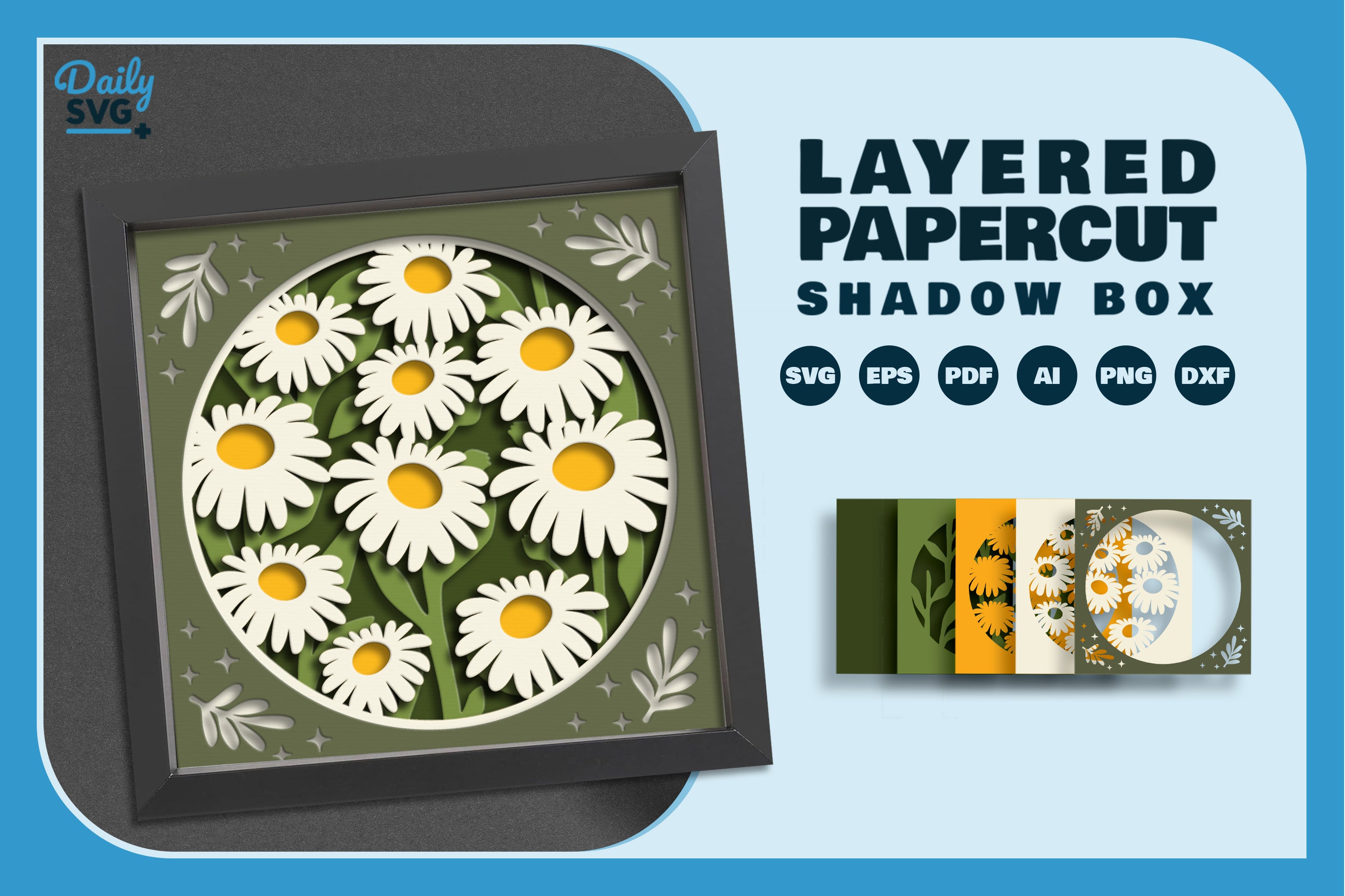 3D Shadow Box Flower Papercut SVG Bundle