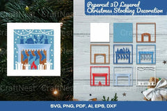 3D Shadow Box Layered Christmas Stocking Decoration Clipart Bundle - CraftNest - Digital Crafting and Art