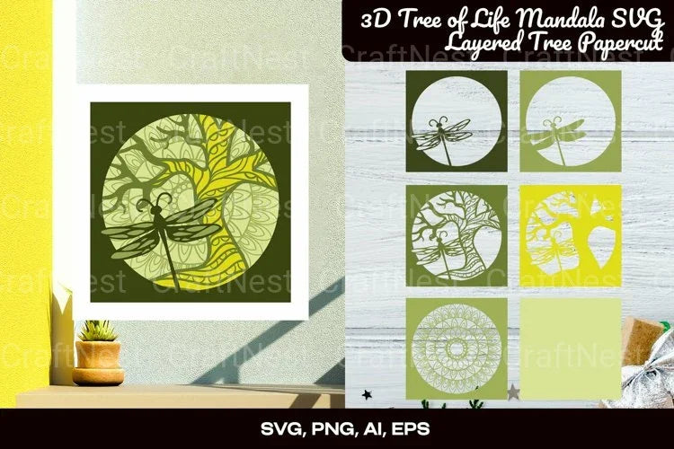 3D Tree of Life Mandala Layered Papercut Clipart Bundle - CraftNest - Digital Crafting and Art