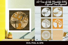 3D Tree of Life Mandala Layered Papercut Clipart Bundle - CraftNest - Digital Crafting and Art
