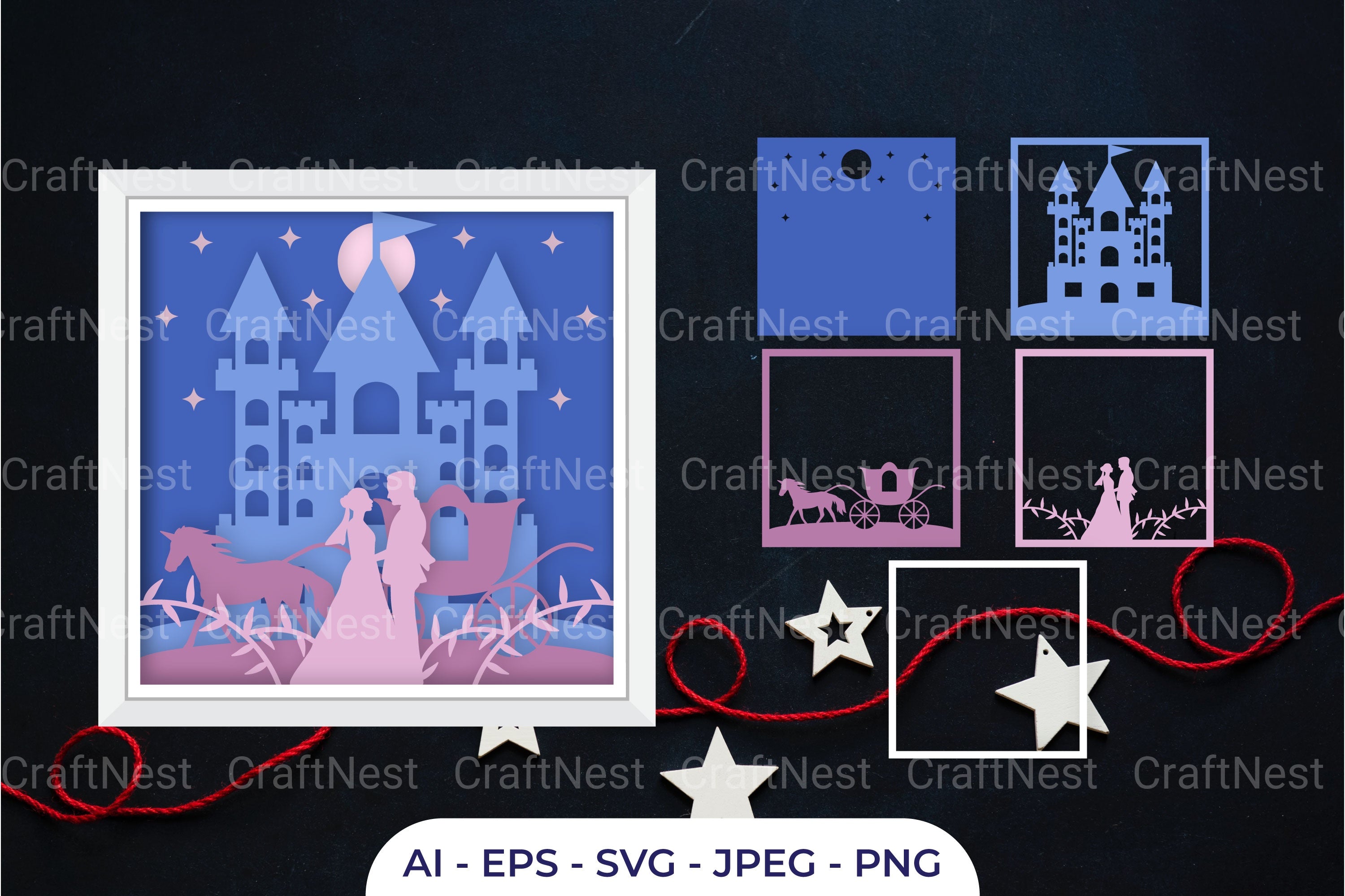 3D Wedding Couple Layered Papercut SVG Clipart Bundle