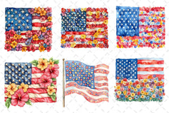 Floral American Flag Clipart Bundle - CraftNest - Digital Crafting and Art
