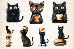 Cat Silhouette Love Coffee Clipart Bundle - CraftNest - Digital Crafting and Art