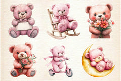 Pink Cute Blush Teddy Bear Clipart Bundle 3 - CraftNest - Digital Crafting and Art