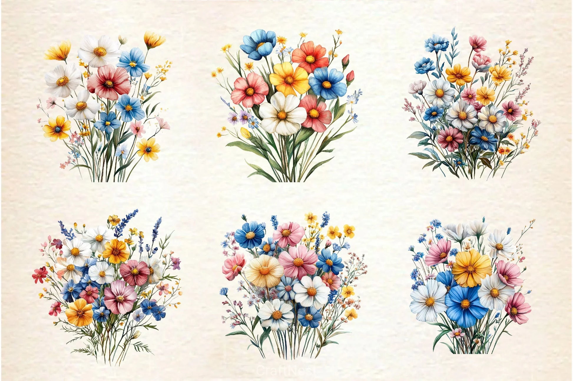 Colorful Meadow Flower Clipart Bundle 2 - CraftNest - Digital Crafting and Art