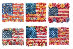Floral American Flag Clipart Bundle - CraftNest - Digital Crafting and Art