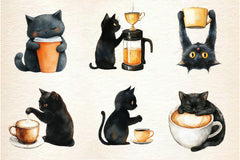 Cat Silhouette Love Coffee Clipart Bundle - CraftNest - Digital Crafting and Art