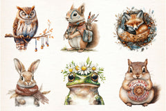Sweet Boho Woodland Creatures Animals Clipart Bundle 2 - CraftNest - Digital Crafting and Art