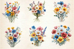 Colorful Meadow Flower Clipart Bundle 2 - CraftNest - Digital Crafting and Art