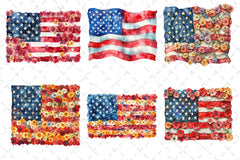 Floral American Flag Clipart Bundle - CraftNest - Digital Crafting and Art