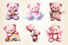 Pink Cute Blush Teddy Bear Clipart Bundle 3 - CraftNest - Digital Crafting and Art