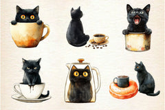 Cat Silhouette Love Coffee Clipart Bundle - CraftNest - Digital Crafting and Art