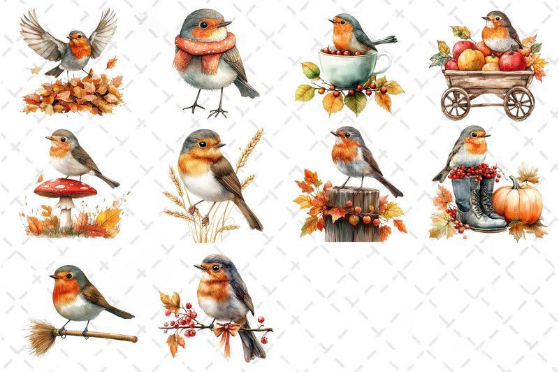 Robin Birds Clipart Bundle - CraftNest - Digital Crafting and Art