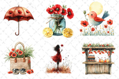 Summer With Poppy Flowers Clipart Bundle - CraftNest - Digital Crafting and Art