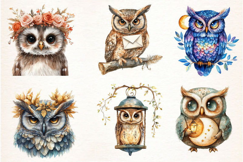 Boho Owl Clipart Bundle - CraftNest - Digital Crafting and Art
