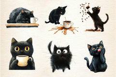 Cat Silhouette Love Coffee Clipart Bundle - CraftNest - Digital Crafting and Art