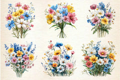 Colorful Meadow Flower Clipart Bundle 2 - CraftNest - Digital Crafting and Art