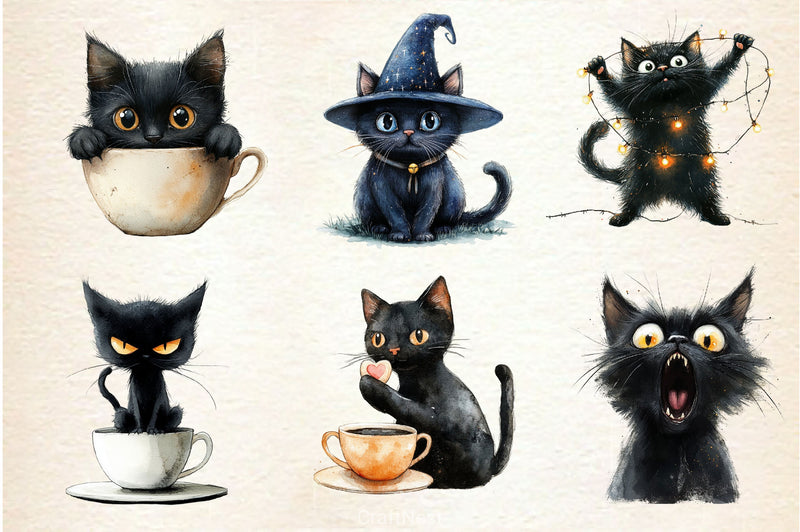 Cat Silhouette Love Coffee Clipart Bundle - CraftNest - Digital Crafting and Art