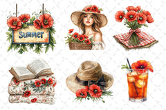 Summer With Poppy Flowers Clipart Bundle - CraftNest - Digital Crafting and Art