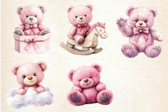 Pink Cute Blush Teddy Bear Clipart Bundle 3 - CraftNest - Digital Crafting and Art