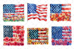 Floral American Flag Clipart Bundle - CraftNest - Digital Crafting and Art