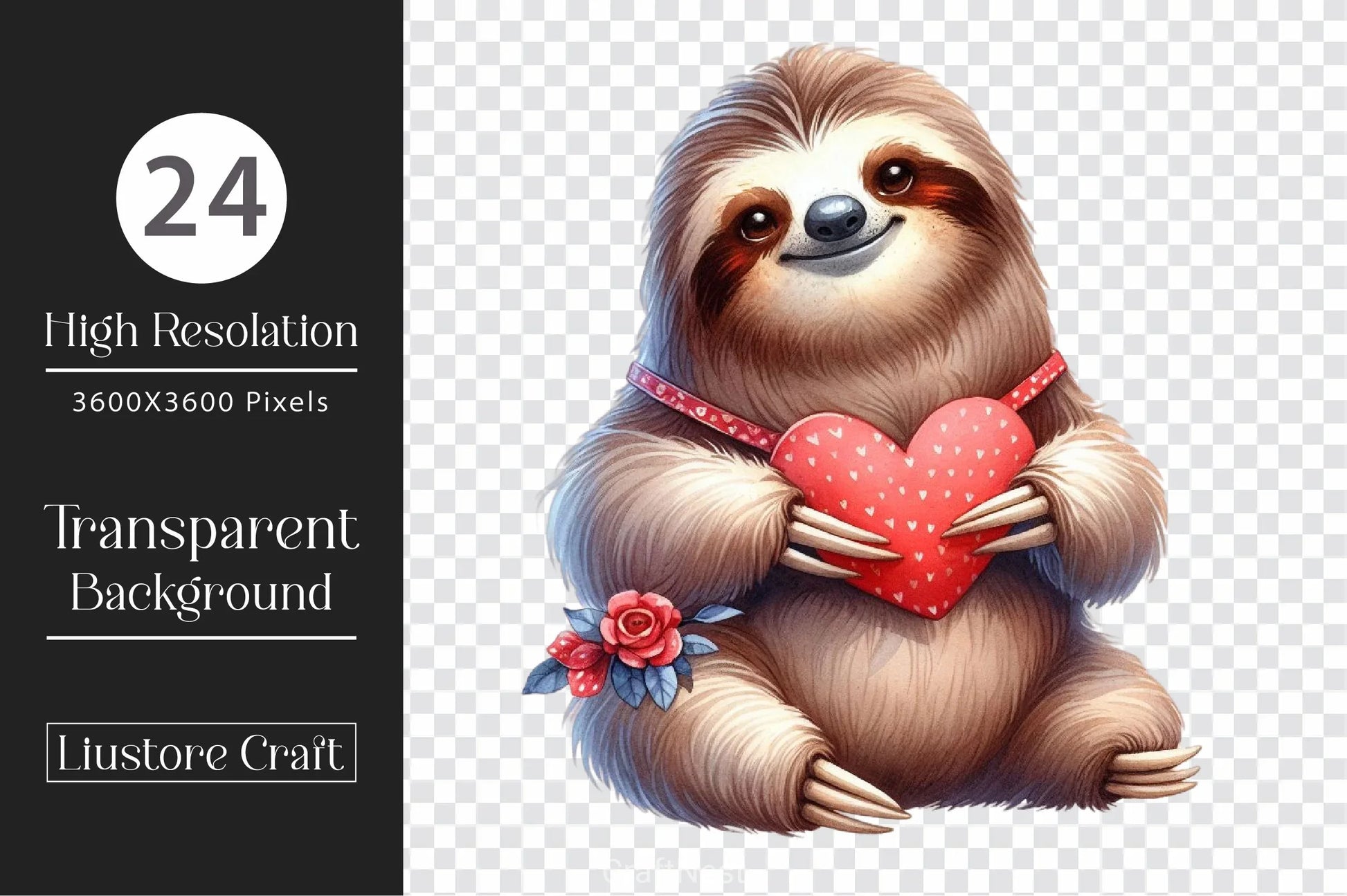 Cute Valentine Sloth Clipart Bundle - CraftNest - Digital Crafting and Art