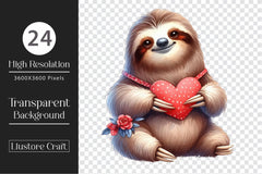 Cute Valentine Sloth Clipart Bundle - CraftNest - Digital Crafting and Art