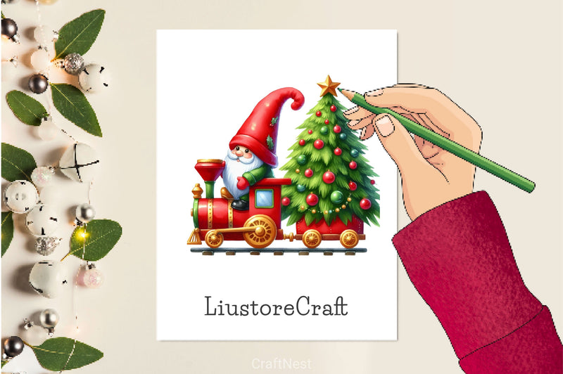 Christmas Train With Gnomes Clipart Bundle 2 - CraftNest - Digital Crafting and Art