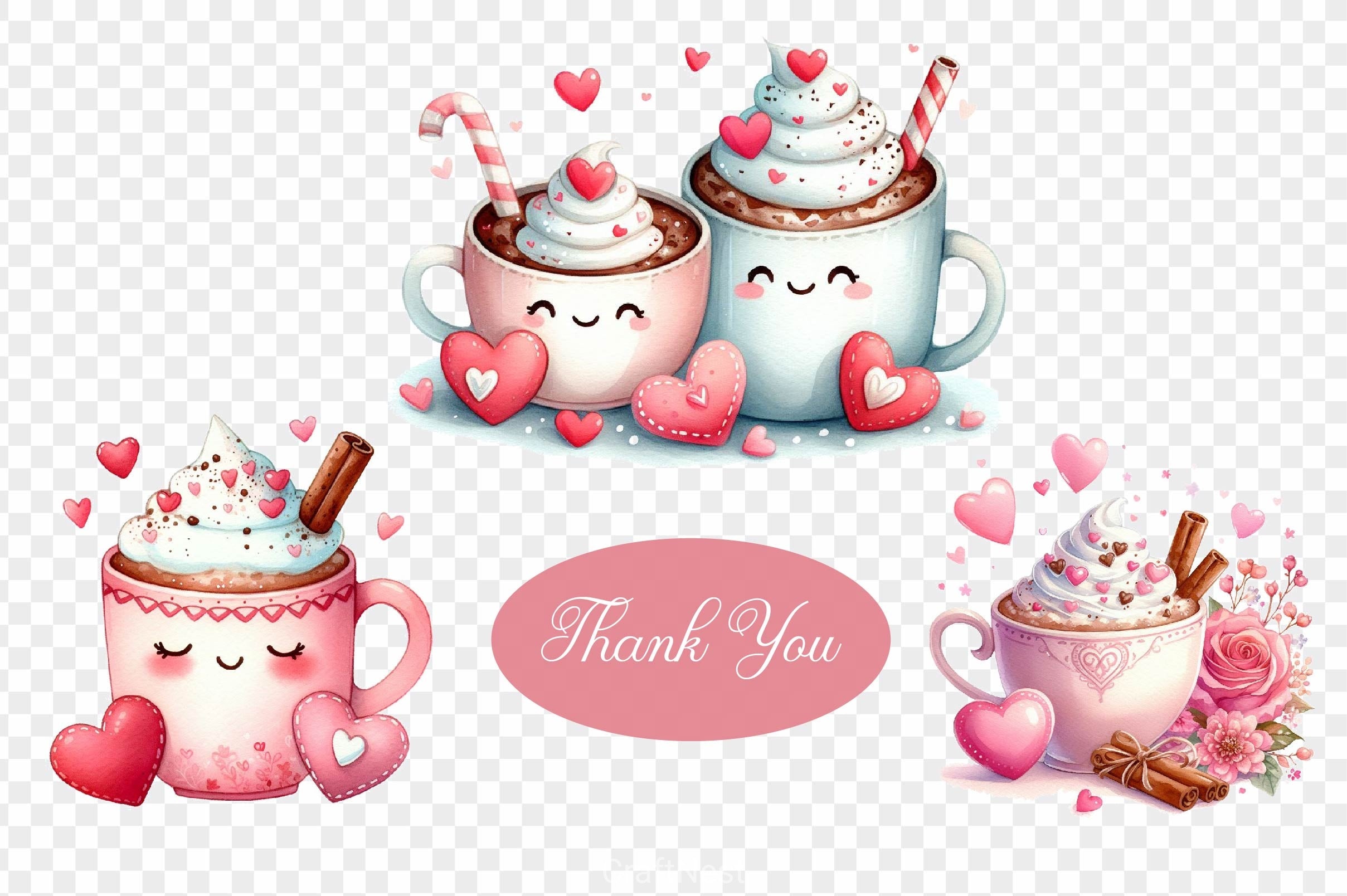 Cute Valentine Day Hot Cocoa Clipart Bundle 1 - CraftNest - Digital Crafting and Art