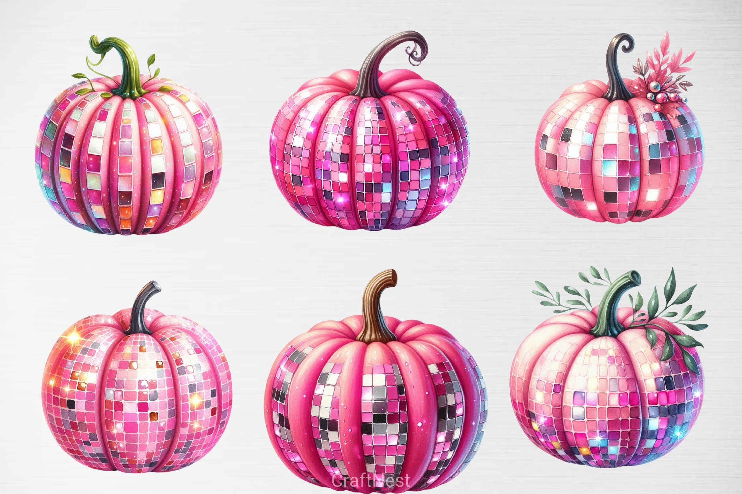 Pink Disco Ball Pumpkin Clipart Bundle - CraftNest - Digital Crafting and Art