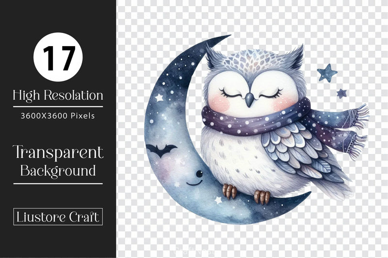 Night Cute Owl Clipart Bundle - CraftNest - Digital Crafting and Art