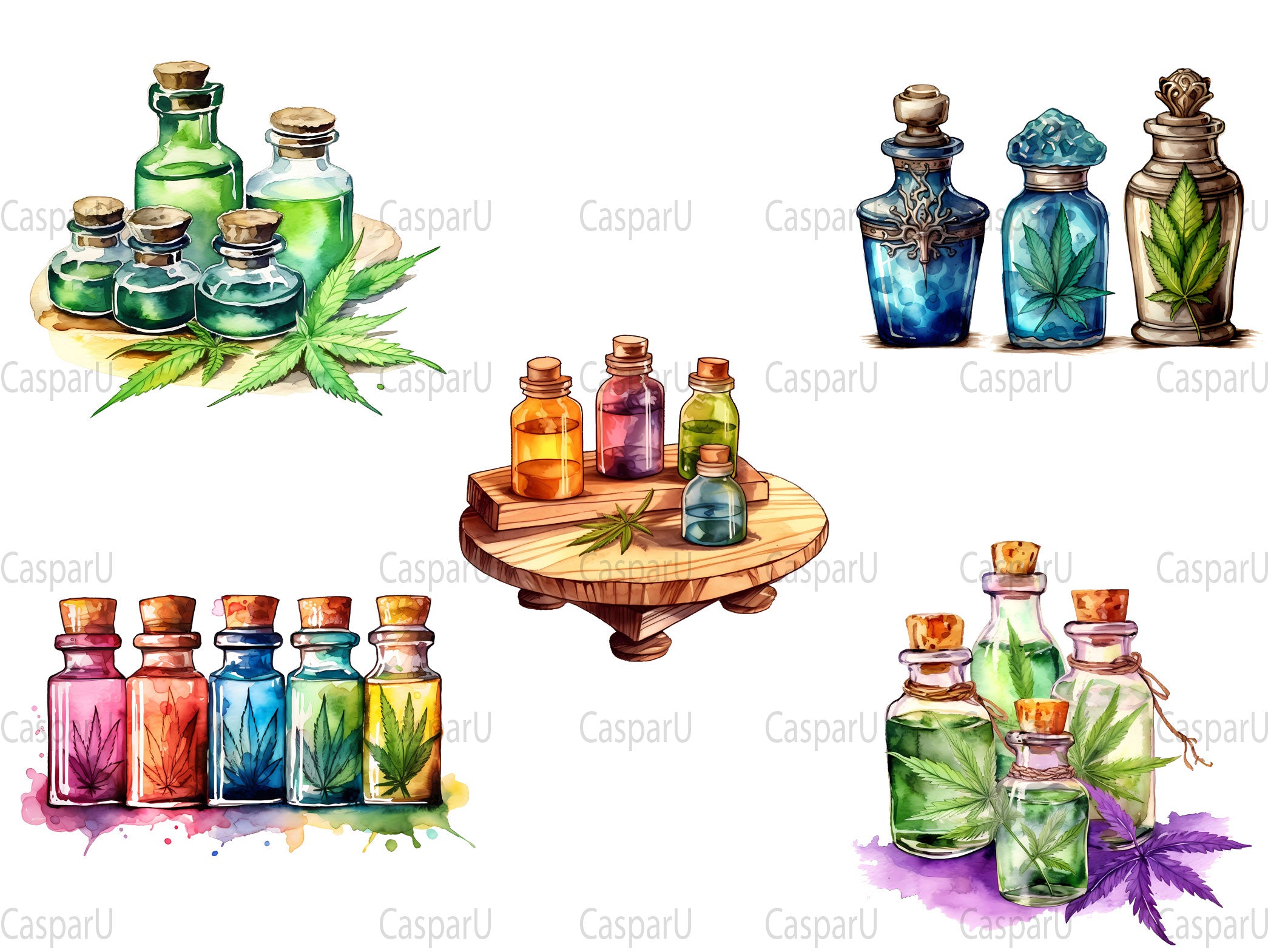 Cannabis Essential Oil Bottles clipart - CraftNest