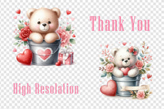 Valentine Cute Teddy Bear Clipart Bundle - CraftNest - Digital Crafting and Art