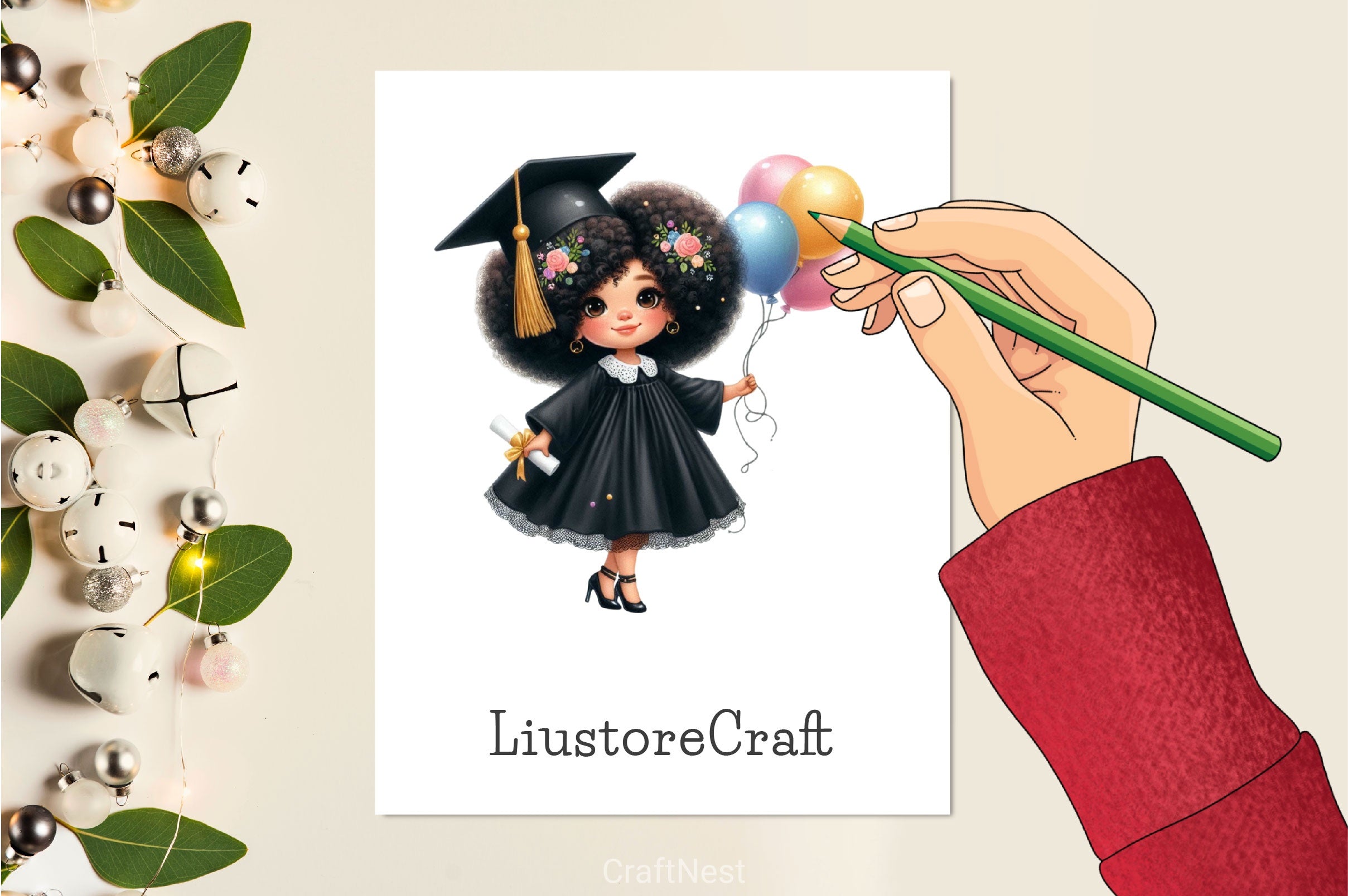 Funny Girl Afro Graduation Clipart Bundle - CraftNest - Digital Crafting and Art