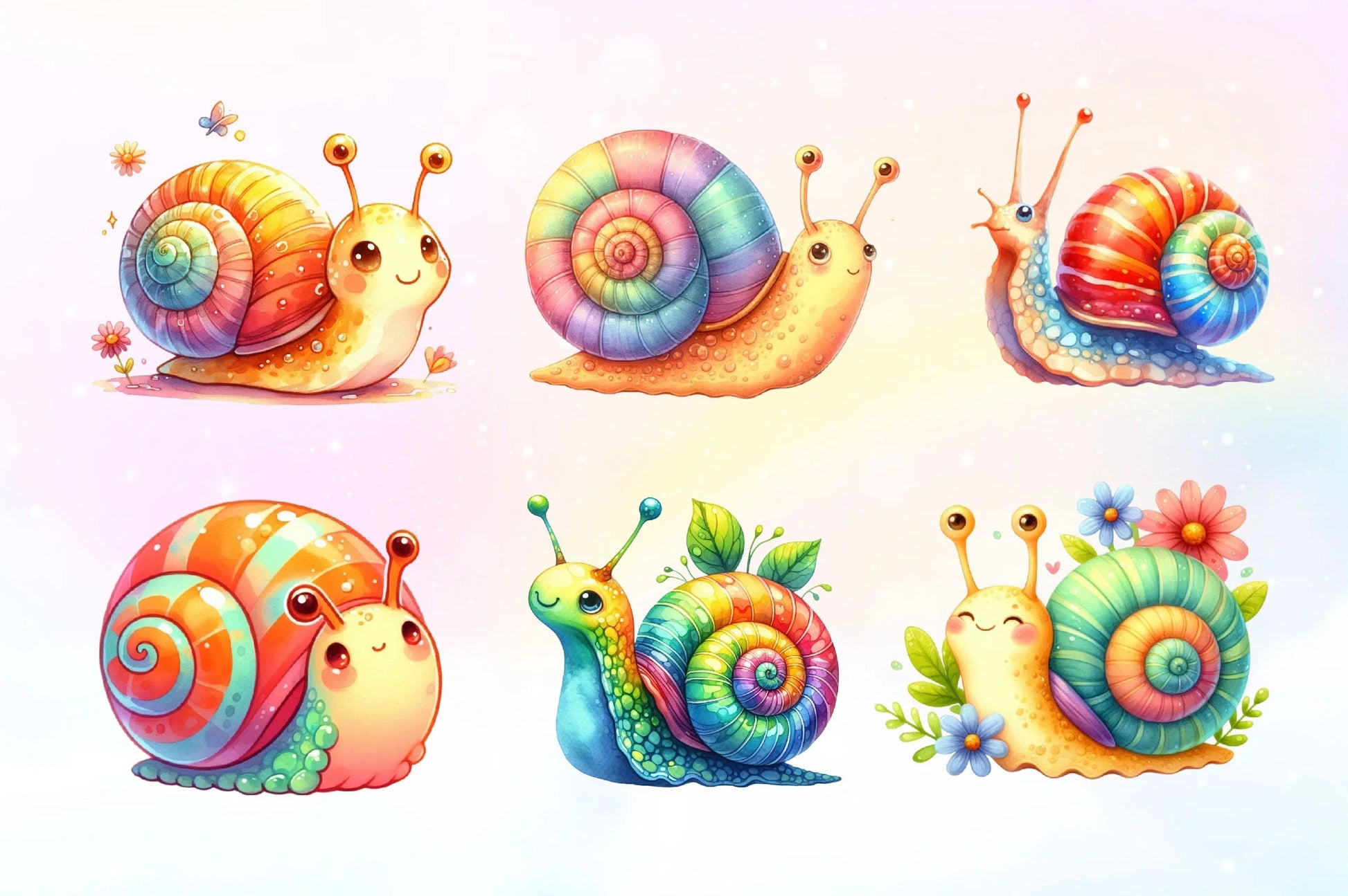 Cute Snail Clipart Bundle - CraftNest - Digital Crafting and Art